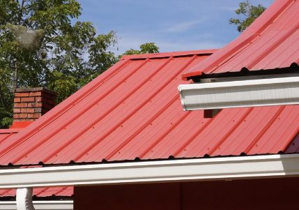 Crimson red metal roof