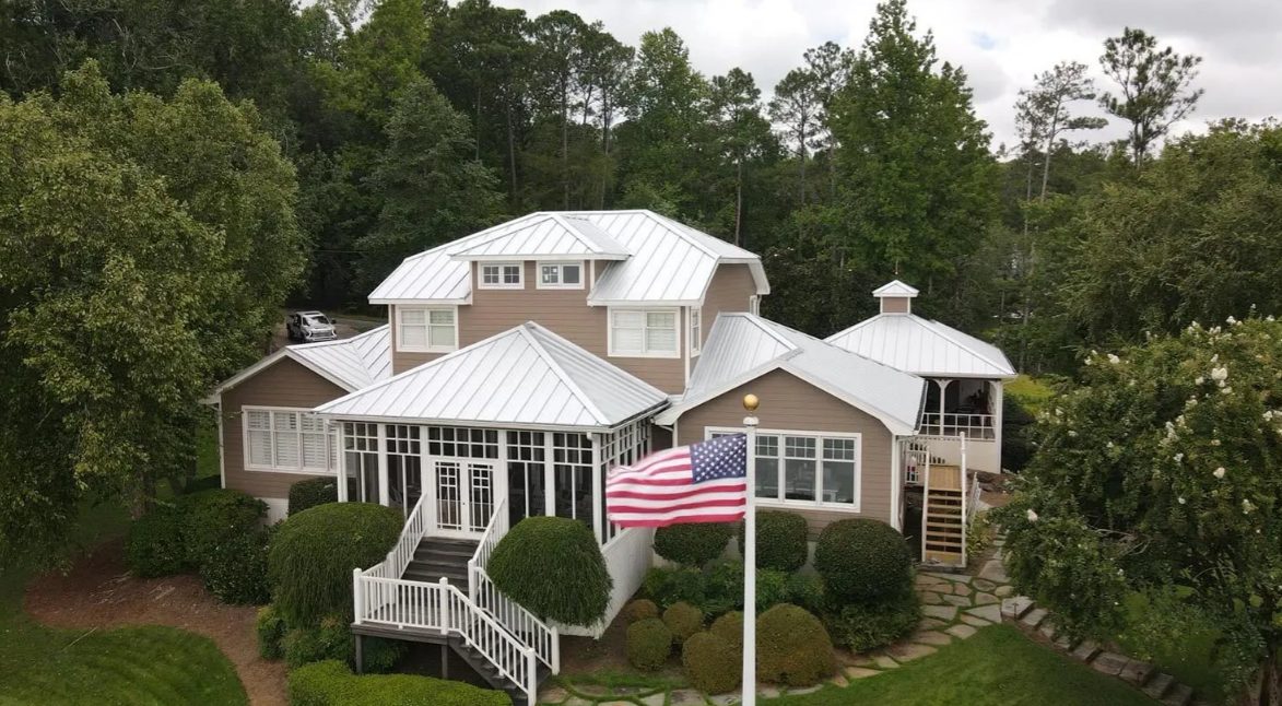 Galvalume roof on a lakeside home